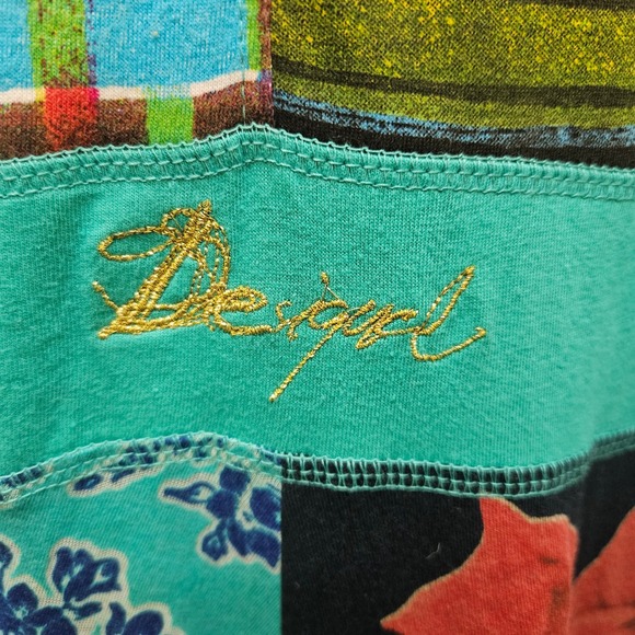 Desigual Women's Patchwork Floral Sleeveless V Neck Midi Dress Size L Boho Art - Picture 5 of 11